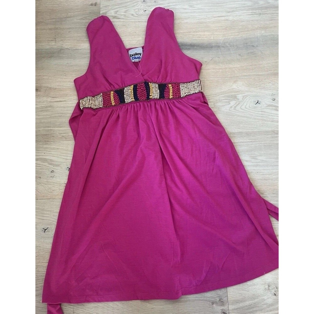 Bailey Blue Boho Hot Pink Tunic Womens Top Sleeveless Embellished Waist Size XL
